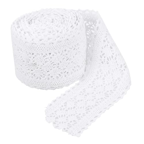 Sewroro 5 Bandzubehör Spitzenband Weiß Vintage Dekorativ Spitzenstoffbesatz Spitzenbesatz Schleife Schmucklos Spitze Häkeln Trimmen Baumwolle Schnürsenkel Stoffband Streifen Baumwollfaden von Sewroro