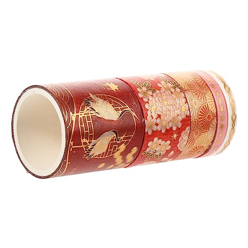 Sewroro 5 Rollen Kran Washi Tape Scrapbooking Bastelband Blumenband Aufkleber rosa Klebeband die chinesen scrapbbok keibord DIY Dekoration papierklebeband selber machen Abdeckband rot von Sewroro