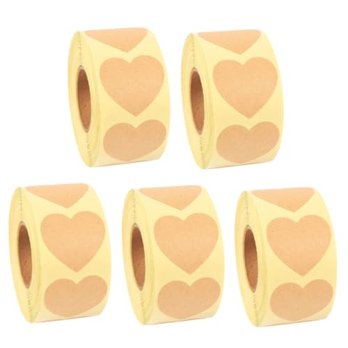 Sewroro 5 Rollen Natürliche Braune Kraftpapier aufkleber Selbstklebende DIY Geschenkverpackungsetiketten Vielseitige Haftetiketten für Scrapbooking Partydekoration und Geschenkverpackung von Sewroro