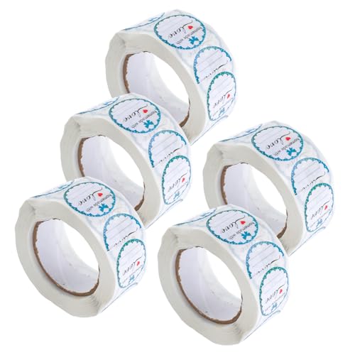 Sewroro 5 Rollen Selbstklebende für Marmeladengläser Beschriftbare Aufkleber für Verpackung Hochwertige Dichtungssticker für Handwerksprojekte und Kleine Unternehmen von Sewroro