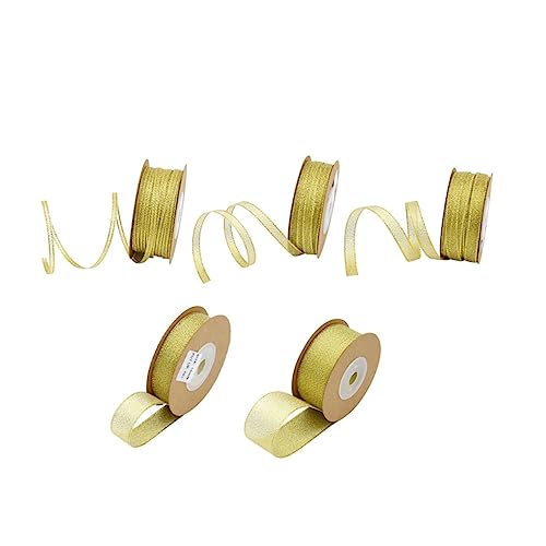 Sewroro 5 Rollen Teiliges Geschenkband Goldenem Polyester mit Rippstruktur Glitter Dekoband für DIY Geschenkverpackung Blumenarrangements Partydekoration und Bastelprojekte Sewroro 5 Rollen Teiliges Geschenkband Goldenem Polyester mit Rippstruktur Glitter Dekoband für DIY Geschenkverpackung Blumenarrangements Partydekoration und Bastelprojekte von Sewroro