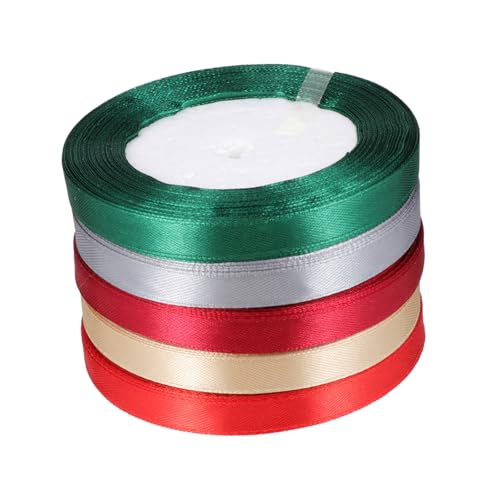 Sewroro 5 Rollen Weihnachtsdekorationsbänder Breit Satin Geschenkband mit Farben Dunkelgrün Gold Rot Silber Weinrot für DIY Basteln Geschenkverpackung Party Festivaldeko Sewroro 5 Rollen Weihnachtsdekorationsbänder Breit Satin Geschenkband mit Farben Dunkelgrün Gold Rot Silber Weinrot für DIY Basteln Geschenkverpackung Party Festivaldeko von Sewroro