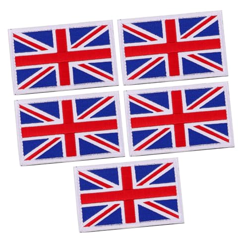 Sewroro 5 Stück Handgestickte Uk Flaggen Aufnäher mit Hakenverschluss Robuste Britische Union Jack Abzeichen für Kleidung Rucksäcke Hüte Vielseitig für DIY Bastelprojekte von Sewroro
