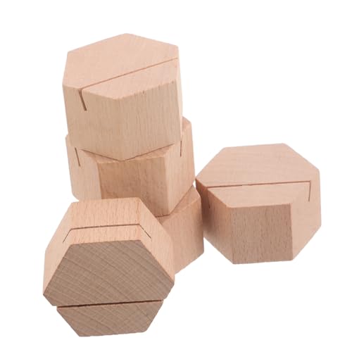 Sewroro 5 Stück Holz Kartenhalter Sechseckiger Tischkartenständer für Visitenkarten Fotos und Tischschilder Accessoire für Büro und Events von Sewroro