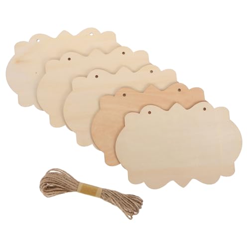 Sewroro 5 Stück Holzschilder zum Bemalen und Gravieren Blanke Holztafeln mit Hanfschnur Einfache Aufhängung für Wand Türdekoration Diy-bastelplatten Groß von Sewroro