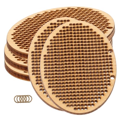Sewroro 5 Stück Teiliges Holz Cross Stitch Chips DIY Anhänger Oval mit Doppelloch Handgefertigte Stickplatten für Kreative Geschenkideen Schmuck Lesezeichen und Dekoration Sewroro 5 Stück Teiliges Holz Cross Stitch Chips DIY Anhänger Oval mit Doppelloch Handgefertigte Stickplatten für Kreative Geschenkideen Schmuck Lesezeichen und Dekoration von Sewroro