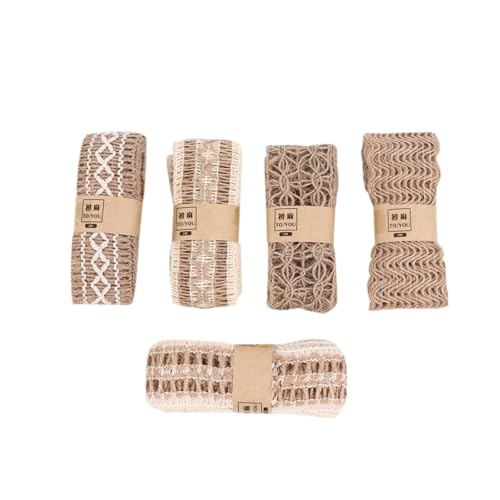 Sewroro 5 Stück Teiliges Jute spitzenband Naturmaterialien DIY Geschenkverpackung Dekoband Vintage stil für Handarbeit und Bastelprojekte Sewroro 5 Stück Teiliges Jute spitzenband Naturmaterialien DIY Geschenkverpackung Dekoband Vintage stil für Handarbeit und Bastelprojekte von Sewroro
