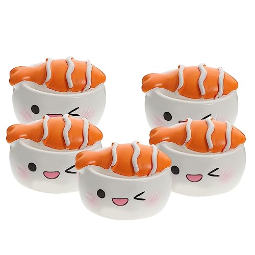 Sewroro 5 Stück Teiliges Miniatur Sushi Figuren Resin Kreative Cartoon Sushi Statue Dekoration für Schreibtisch und Landschaften Langlebig und Vielseitig Einsetzbar von Sewroro