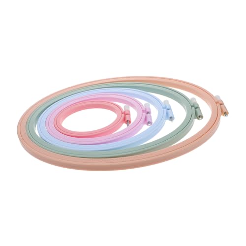 Sewroro 5 Stück Teiliges Ovales Stickrahmen aus Stabilem Kunststoff Verstellbare Stickerei Hoops für Kreuzstich und Handstickerei Leichtes Nähzubehör für Anfänger und Langlebig und von Sewroro