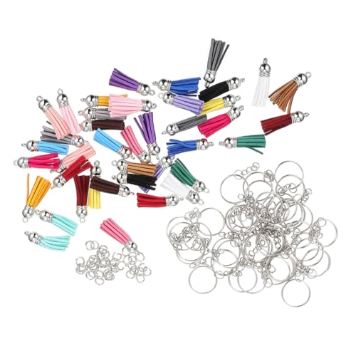 Sewroro 50 Sätze Teiliges DIY Quasten Schlüsselanhänger Praktische Anhänger für Schlüssel Schul Handtaschen Hochwertiges Bastelmaterial Handgefertigte Dekorative Schlüsselringe von Sewroro