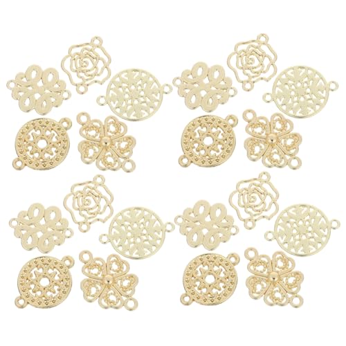 Sewroro 50 Stück Barock Stil Metall Anhänger Doppelöse Blüten Charms Flache Verbinder für DIY Schmuckherstellung Ohrringe Armbänder Kreative Bastelaccessoires von Sewroro