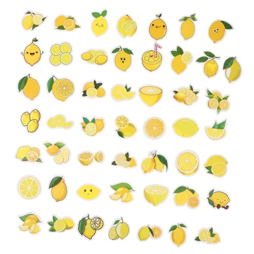Sewroro 50 Stück Cartoon Zitronen Aufkleber Wasserdichte Vinyl Sticker für Koffer Laptop Scrapbooking Kreative DIY Dekoration Kinderfreundlich und Einfach zu Verwenden von Sewroro