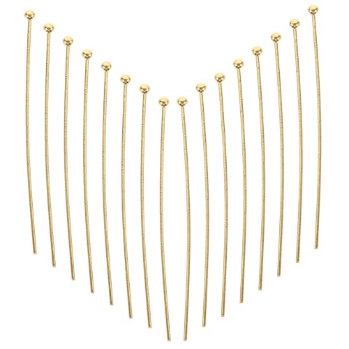 Sewroro 50 Stück Goldene Kugelkopf pins aus Edelstahl Stabile Kopfstifte für DIY Schmuckherstellung Geeignet für Perlen Anhänger Armbänder und Ohrringe von Sewroro