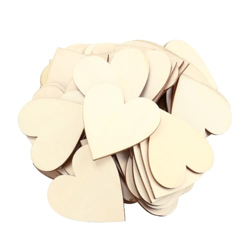 Sewroro 50 Stück Naturholz Scheiben mit Rinde Blanko Holzherzen für DIY Bastelarbeiten Scrapbooking Dekorationen und Kreative Handwerksprojekte von Sewroro