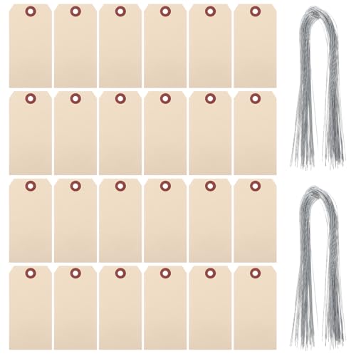 Sewroro 50 Stück Preis Schild Für Kabel Etiketten Draht Leer Metall -tags Anhänger Mit Drähten Versandschilds Manila Beige von Sewroro