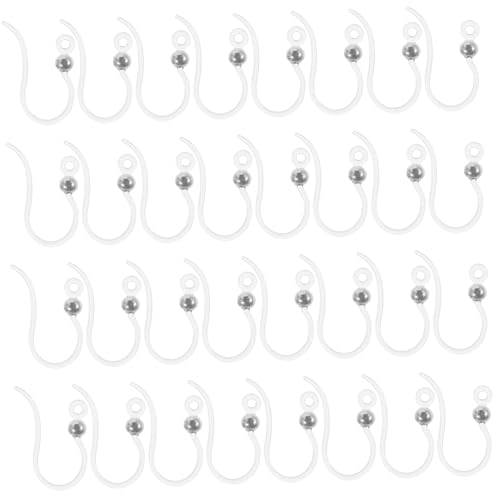 Sewroro 50 Stück Transparente Resin Ohrhaken mit Silbernen Perlen Leichte DIY Ohrring Rohlinge für Schmuckherstellung Umweltfreundliche Ohrhaken Zubehör für Individuelles Ohrring Basteln von Sewroro
