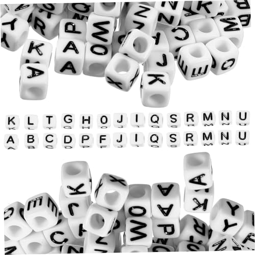 Sewroro 500 Stück Acryl Buchstabenperlen Quadratische DIY Bastelperlen für Armbänder Halsketten Schmuckherstellung Dekorative Alphabet Perlen zum Auffädeln von Sewroro