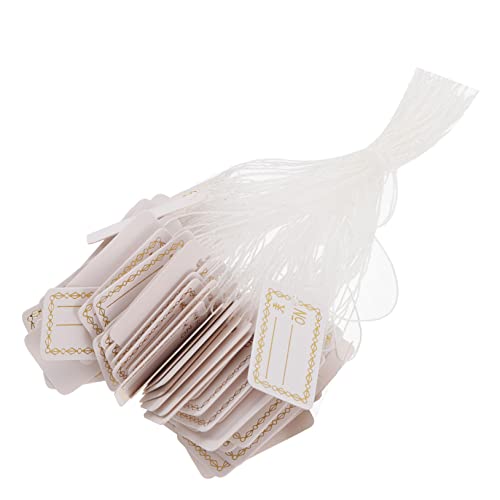 Sewroro 500 Stück Blanko Preisschilder mit Baumwollschnur Schmuck Kleidungsetiketten mit Goldenem Rahmen Handbeschriftbare Geschenkanhänger Robuste Preisanhänger für Zufällige Farbe von Sewroro