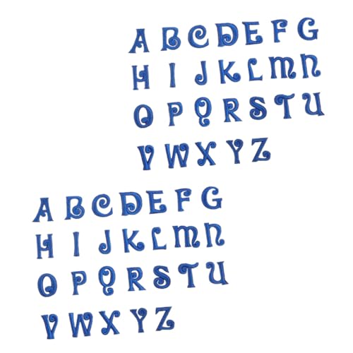 Sewroro 52Stücke Dekorative Buchstaben Aufnäher Patches für DIY Kleidung Schuhe und Accessoires Blaues Alphabet Stickerei für Kreative Bastelprojekte von Sewroro