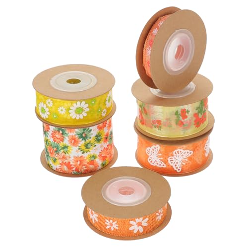 Sewroro 6 Rollen Geschenkbänder mit Blumenmuster Schnittfestes Strapazierfähiges Bastelband für Geschenkverpackung DIY Dekoration Multifunktionales Zweifarbiges Stoffband für Festtage Sewroro 6 Rollen Geschenkbänder mit Blumenmuster Schnittfestes Strapazierfähiges Bastelband für Geschenkverpackung DIY Dekoration Multifunktionales Zweifarbiges Stoffband für Festtage von Sewroro
