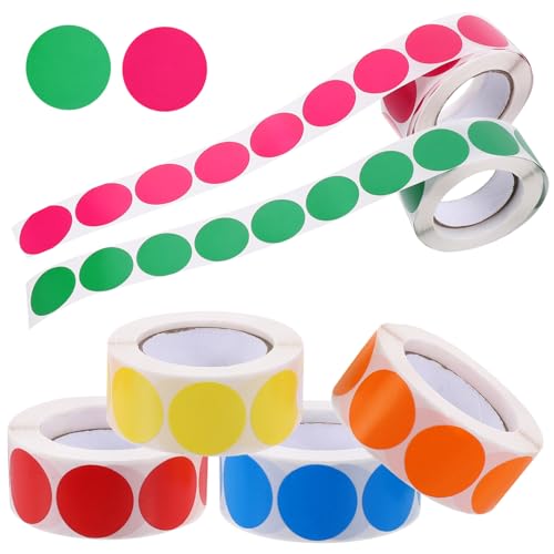 Sewroro 6 Rollen Punktaufkleber Selbstklebende Farbpunkte pro Rolle Etiketten für Beschriftung und Organisation für DIY Projekte Klassifizierung von Gegenständen von Sewroro