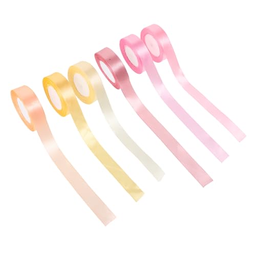 Sewroro 6 Rollen Satinband Geschenkband Breit in Farben Weiß Gold Rosa Champagner für Geschenkverpackung Hochzeit Dekoration Schleifen DIY Basteln von Sewroro