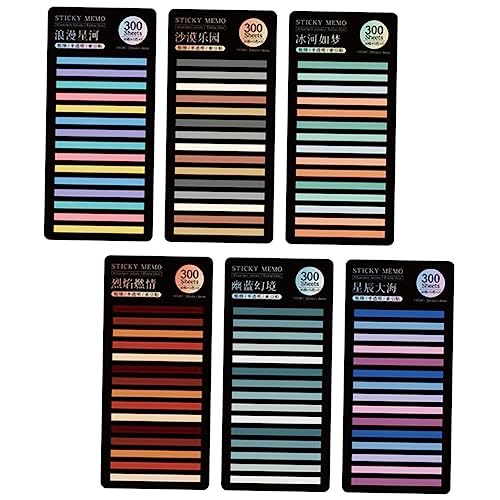 Sewroro 6 Sätze Selbstklebende Markierungsaufkleber Schmale Bunte Pet Indexstreifen für Notizbücher Tabs für Memo Pads Reißfest und Blickdicht Praktische Seitenmarker für Schule und Büro von Sewroro