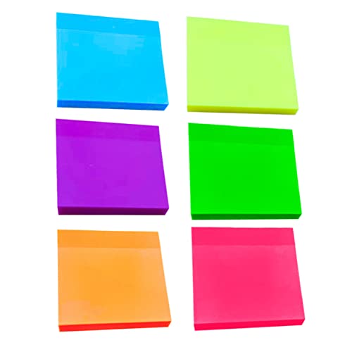 Sewroro 6 Stück Bunte Haftnotizen Wasserdichte Memo Pads für Studenten und Büro Transparente Notizzettel Rot Orange Gelb Grün Blau und für Erinnerungen und Notizen von Sewroro