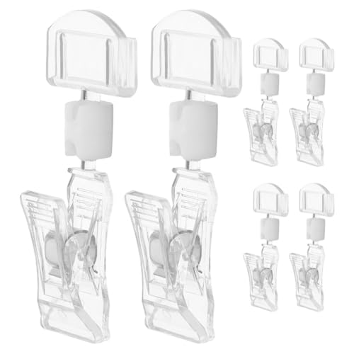 Sewroro 6 Stück Drehbare Preisschildhalter Transparente Etikettenclips für Werbeschilder Namensschilder und Menüs für Supermärkte und Geschäfte von Sewroro