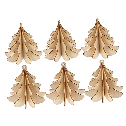 Sewroro 6 Stück Dreidimensionaler Weihnachtsanhänger Girlande Weihnachtsschmuck Zum Aufhängen Weihnachtsdekorationen Im Freien Baum Hängende Ornamente Weihnachten Tür Gold Holz von Sewroro