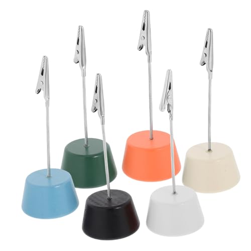 Sewroro 6 Stück Holzhalter Kartenclip Desktop Visitenkartenhalter Tischkartenhalter Bilderhalter Für Tische Memo Fotoclip Halter Holz Memoclip Zahlen Büroklammern Edelstahl von Sewroro