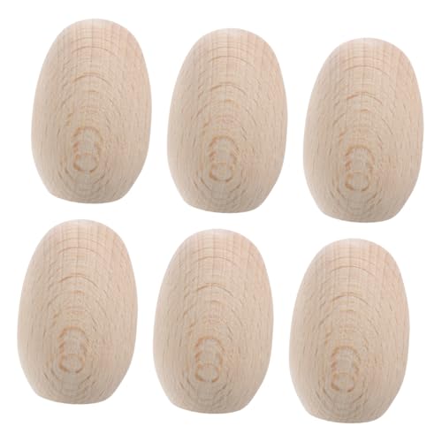 Sewroro 6 Stück Mini holzeier aus Buchenholz Unbemalt Stabile DIY deko eier für Basteln Handarbeit und Osterfest Fake eier als und Kreative Beschäftigung für Erwachsene und Jugendliche von Sewroro