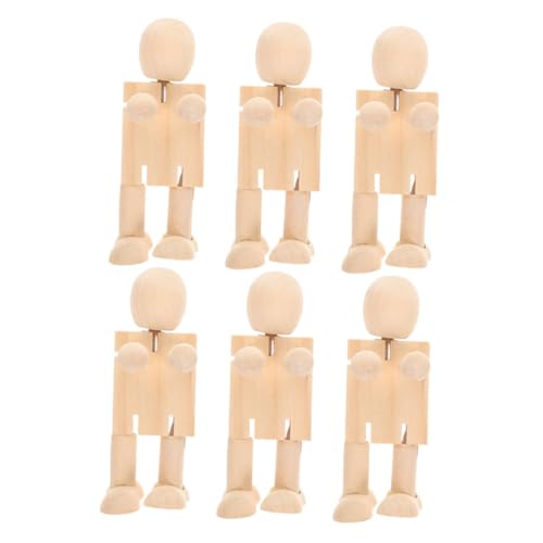 Sewroro 6 Stück Teiliges DIY Holzroboter für Unfertige Holzfiguren zum Malen Kreative Handwerkskunst Geschicklichkeit Lernen und Künstlerischem Ausdruck Beige von Sewroro