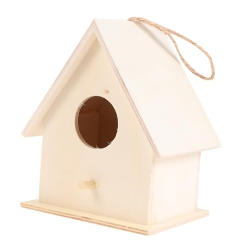 Sewroro 6 Stück Teiliges Diy Holz Vogelhaus Bastelset mit Dickem Seil Stabiler Standfläche zum Bemalen und Dekorieren Pädagogisches Kreativspielzeug für Holz Nistkasten für Zuhause und von Sewroro