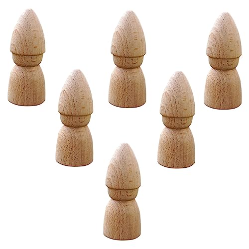 Sewroro 6 Stück Teiliges Holz Puppen zum Bemalen Unvollendete Peg Puppen aus Sicherem Holz Diy Holzfiguren für Kreative Malprojekte und Pädagogisches für Jungen und Mädchen von Sewroro