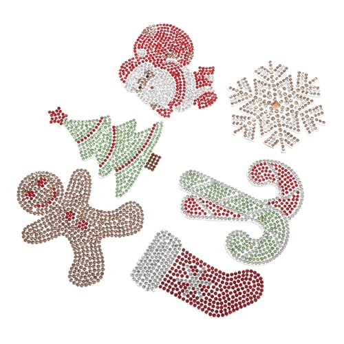 Sewroro 6 Stück Teiliges Weihnachts-patch Strahlenden Strass-ornamenten für Jacken Schuhe und Taschen Selbstklebende Applikationen mit Festlichen Lebkuchenmann Tannenbaum-motiven von Sewroro