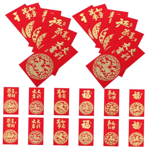 Sewroro 60 Stück Chinesische Neujahrsumschläge Rote Umschläge mit Pferde-motiv Traditionelle Chinesische Geldumschläge für Frühlingsfest Geschenkumschläge Glückwunschumschläge von Sewroro