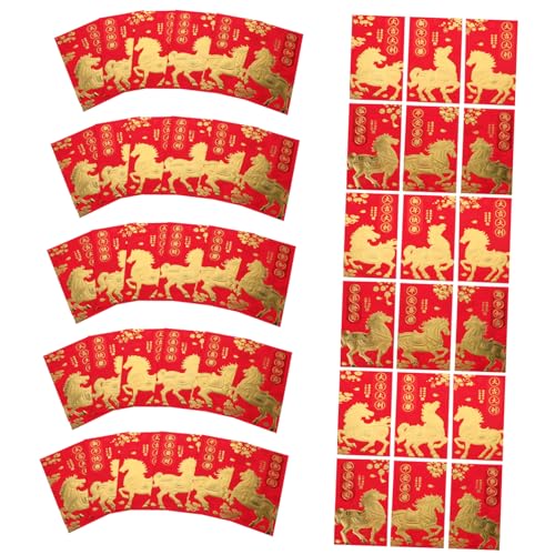 Sewroro 60 Stück Chinesische Rote Umschläge Jahr Des Pferdes Stabile See-taschen Traditionelle Glücksgeldumschläge für Frühlingsfest Vielseitig für Geldgeschenke und Neujahrsfeiern von Sewroro