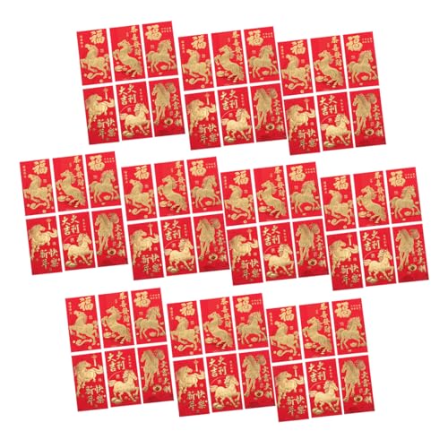 Sewroro 60 Stück Chinesische Rote Umschläge Traditionelle Geldumschläge für Jahr Des Pferdes Glatte Papierstruktur für Frühlingsfest Hochzeit Geburtstag Praktische Lucky Money Päckchen von Sewroro