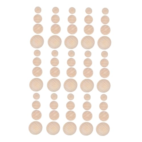 Sewroro 60 Stück Halbrunde Holzperlen Naturfarbene Holzkugeln für DIY Bastelprojekte Glatte Oberfläche Langlebig für Dekoration Fotozubehör und Handgefertigte Geschenke von Sewroro