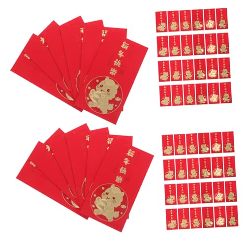 Sewroro 60 Stück Rote Umschläge Jahr Des Pferdes Asiatische Neujahrsumschläge aus Robustem Papier mit Großem Fassungsvermögen Vietnamesische Li Xi Chinesische Hongbao für Festliche von Sewroro