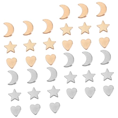 Sewroro 60 Stück Teiliges DIY Schmuckset aus Legiertem mit Mond Herz und Stern Anhängern in Silber und Gold Vielseitige Spacer Perlen für Armbänder Halsketten und Kreative Bastelprojekte Sewroro 60 Stück Teiliges DIY Schmuckset aus Legiertem mit Mond Herz und Stern Anhängern in Silber und Gold Vielseitige Spacer Perlen für Armbänder Halsketten und Kreative Bastelprojekte von Sewroro