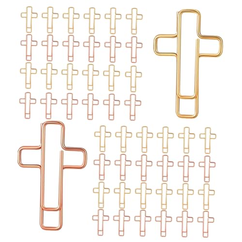 Sewroro 60 Stück Teiliges Kreuz-büroklammern aus Metall Klein und Tragbar für Bibelstudium Journaling und Dokumentenorganisation Praktische Lesezeichen für Schule Büro und Zuhause Gold von Sewroro