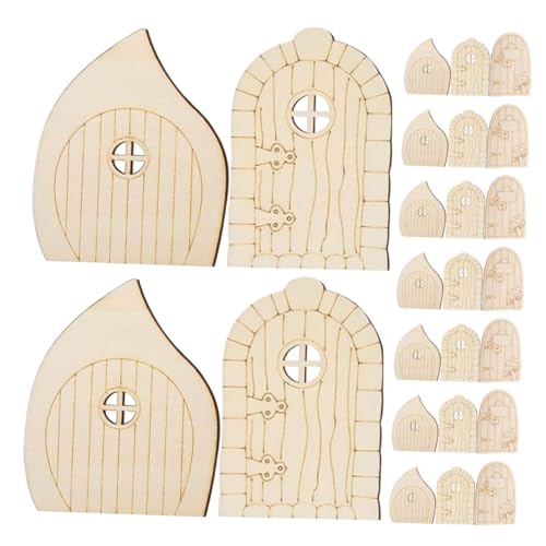 Sewroro 60 Stück Teiliges Miniatur-holztüren zum Selbstgestalten Naturbelassene Kleine Feentüren mit Pilzdesign Diy-deko für Bonsai Terrarien Mikro-landschaften Beige von Sewroro