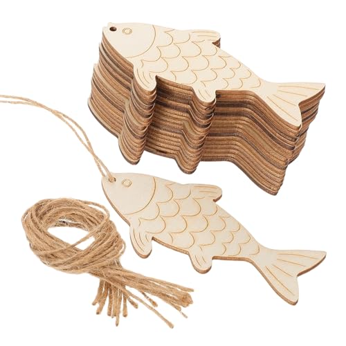 Sewroro 60 Stück Unlackierte Fisch-holzausschnitte Für Heimwerkerarbeiten, Blanke Holzornamente Zum Aufhängen, Fischanhänger Naturholz Mit Bindfaden Für Küsten-, Heim- Und Sewroro 60 Stück Unlackierte Fisch-holzausschnitte Für Heimwerkerarbeiten, Blanke Holzornamente Zum Aufhängen, Fischanhänger Naturholz Mit Bindfaden Für Küsten-, Heim- Und von Sewroro