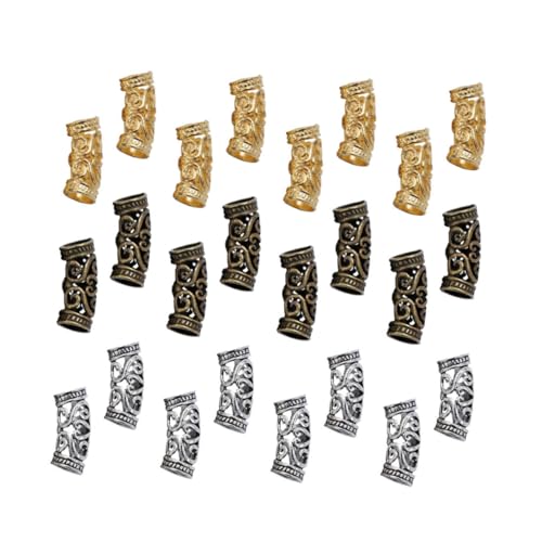 Sewroro 60 Stück Vintage Dreadlocks Haarschmuck Legierung Röhrenperlen mit Holzmaserung für DIY Schmuckherstellung Armbänder und Mehr Gemischte Stile von Sewroro