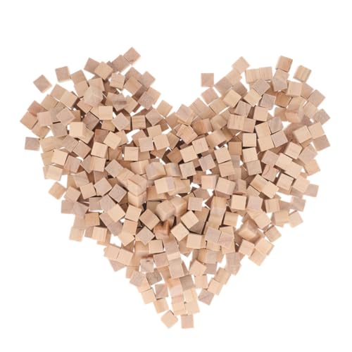 Sewroro 600 Stück Holzklötzchen Quadratische Bastelwürfel aus Naturholz mit Glatten Kanten für DIY Malen Puzzle Stapelspielzeug und Kreative Frühförderung von Sewroro