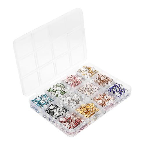 Sewroro 600 Stück Rhinestone Spacer Beads Bunte DIY Abstandperlen für Schmuckherstellung Farben für Armbänder und Kreative Bastelprojekte von Sewroro