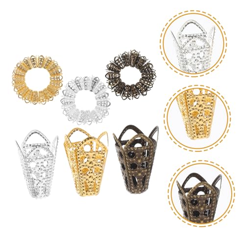 Sewroro 60Stücke Perlenkappen für DIY Schmuckherstellung Vintage Blumenkappen Handgefertigte Perlenabstandshalter für Armbänder und Kreative Bastelprojekte von Sewroro