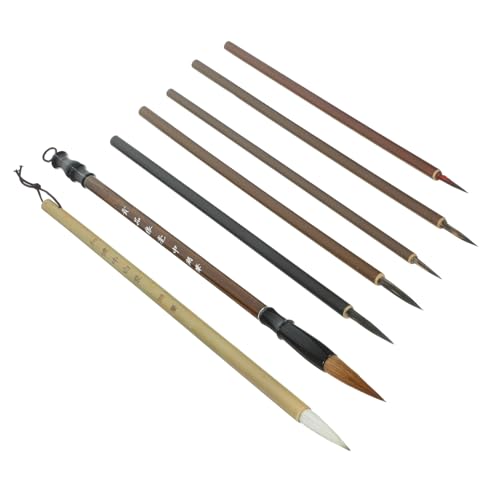 Sewroro 7 Stück Pinselset Bleistifte Strichzeichnungspinsel Kalligraphie Pen Füllfederhalter Aquarellstift chinesische kalligraphie pinselstifte Malset mit chinesischer Tusche sumi Holz von Sewroro